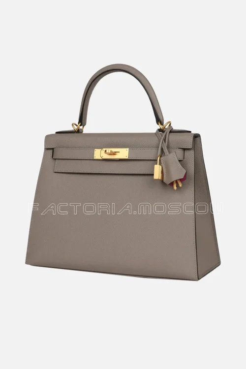 Hermès Special Order (HSS) Kelly Sellier 28 Gris Asphalte Verso Epsom Brushed GHW
