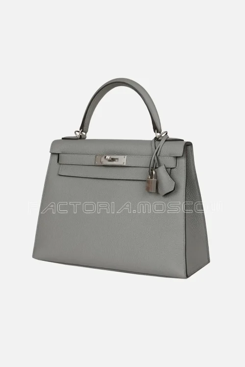 Hermès Special Order (HSS) Kelly Sellier 28 Gris Mouette Verso Togo Brushed PHW