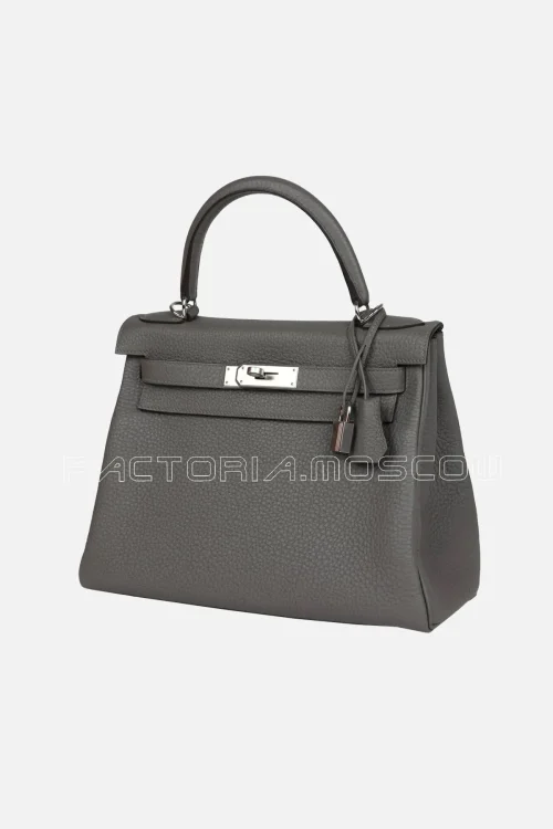 Hermès Kelly Retourne 28 Gris Meyer Clemence PHW