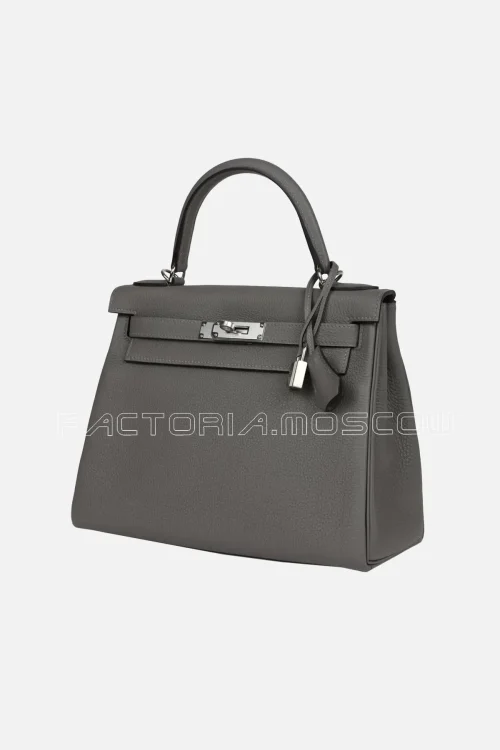Hermès Kelly Retourne 28 Gris Meyer Togo PHW