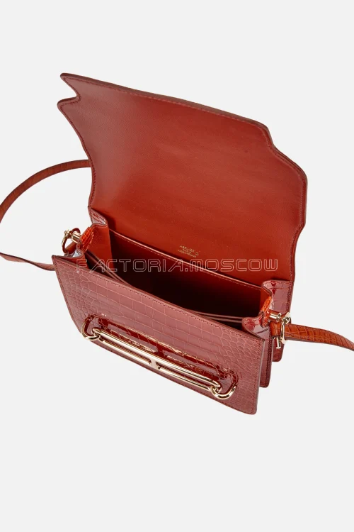 Hermès Mini Roulis 18 Gold Matte And Miel Shiny Alligator GHW