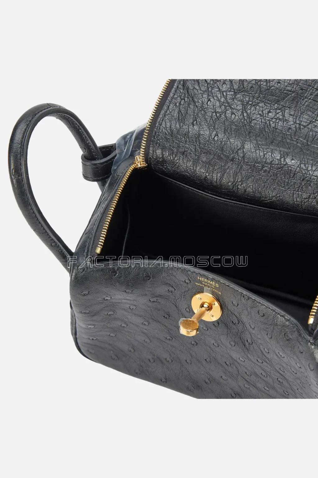 Hermès Mini Lindy 20 Black Ostrich GHW