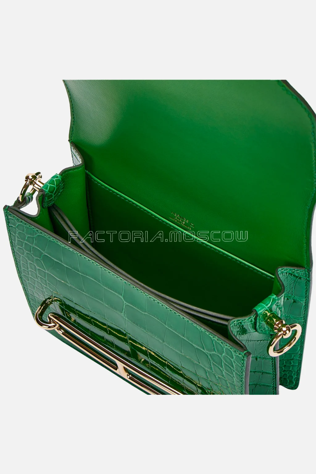 Hermès Mini Roulis 18 Vert Cactus Shiny Alligator GHW