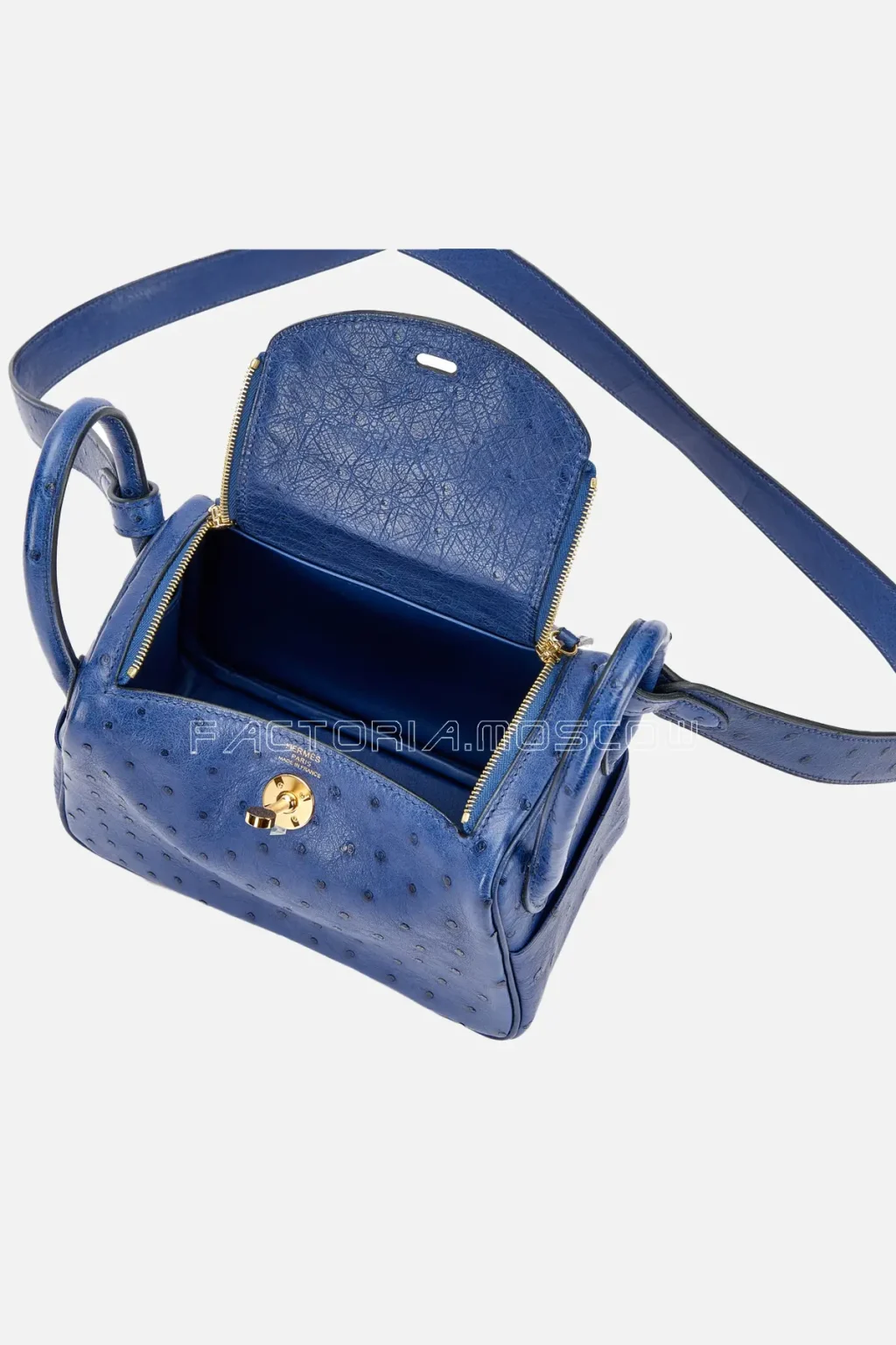 Hermès  Mini Lindy 20 Bleu Saphir Ostrich GHW