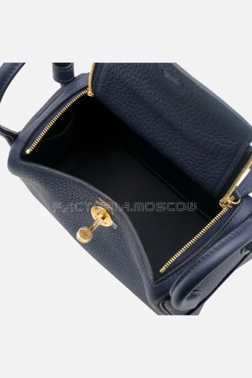 Hermès Mini Lindy 20 Bleu Nuit Clemence GHW