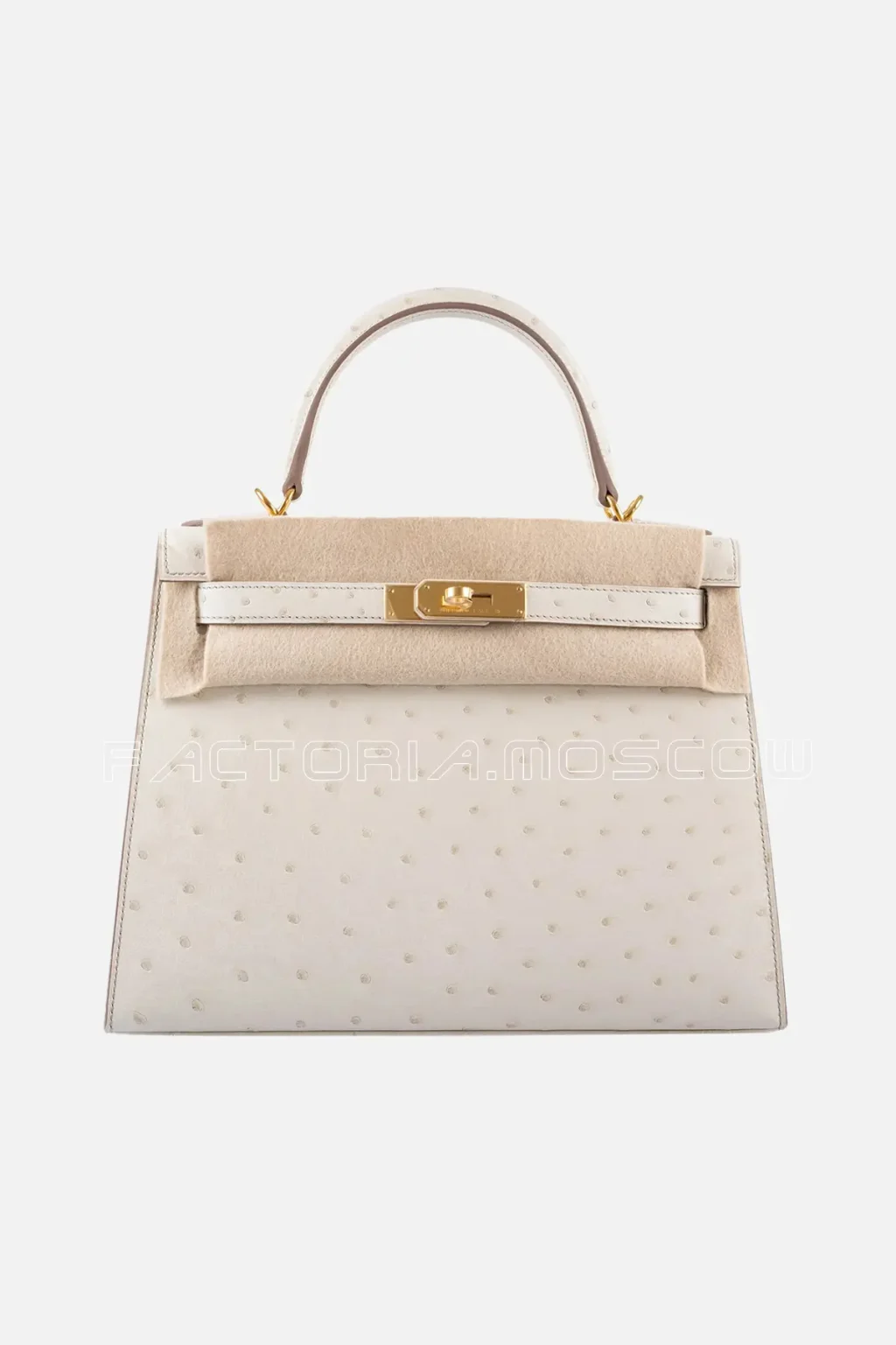 Hermes Kelly Sellier 28 Ostrich Colour Beton GHW