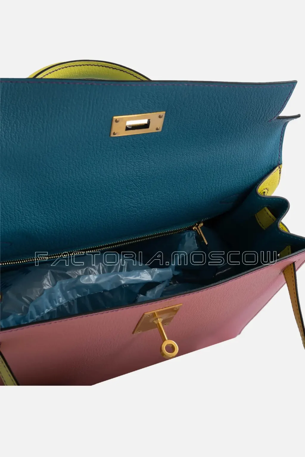 Hermes HSS Kelly Sellier 28 Tri-Color Rose Confetti, Lime & Blue Aztec Chevre Brushed GHW