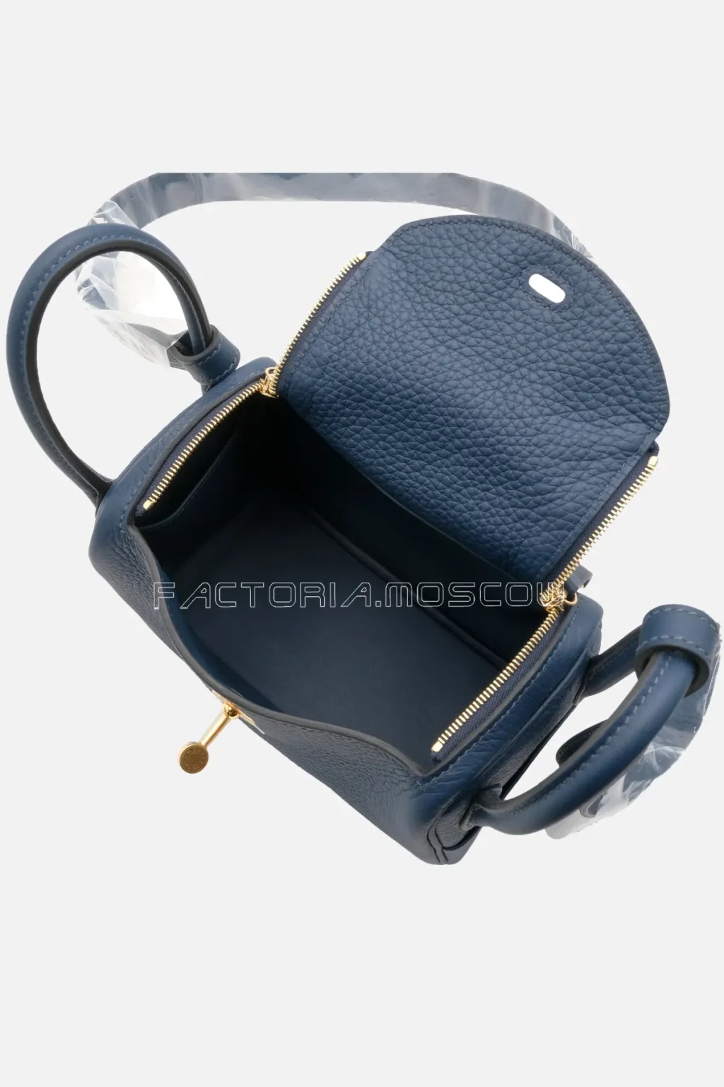 Hermès Mini Lindy 20 Bleu De Prusse Clemence GHW