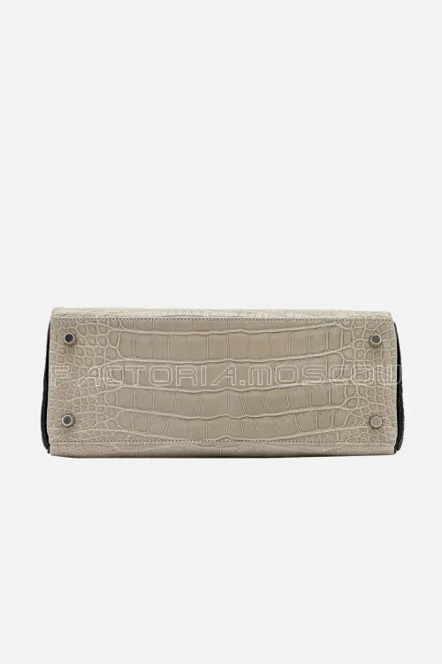 Hermès HSS Kelly Retourne 28 Gris Perle And Black Matte Alligator PHW