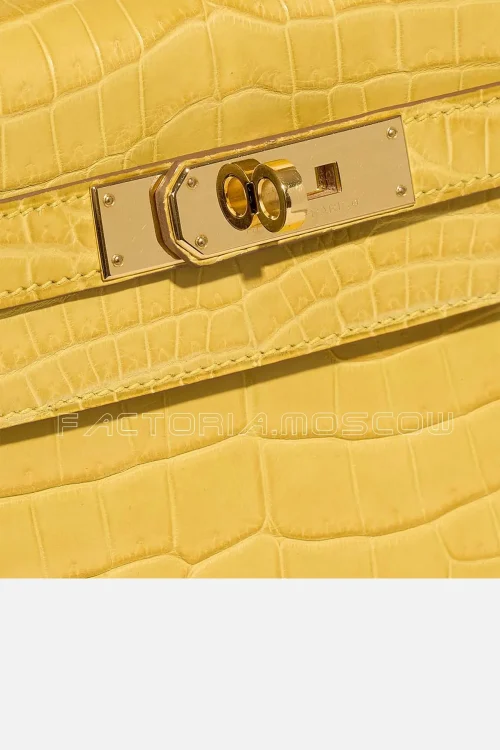 Hermès Kelly Retourne 28 Niloticus Crocodile Colour Jaune Mimosa GHW