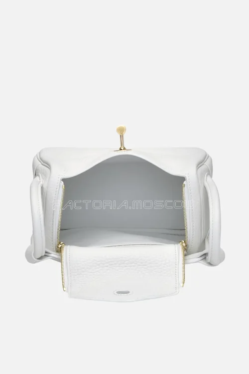 Hermès Lindy Mini 20 Clemence New White GHW