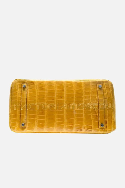 Hermès Birkin 35 Shiny Porosus Crocodile Colour Jaune Ambre PHW