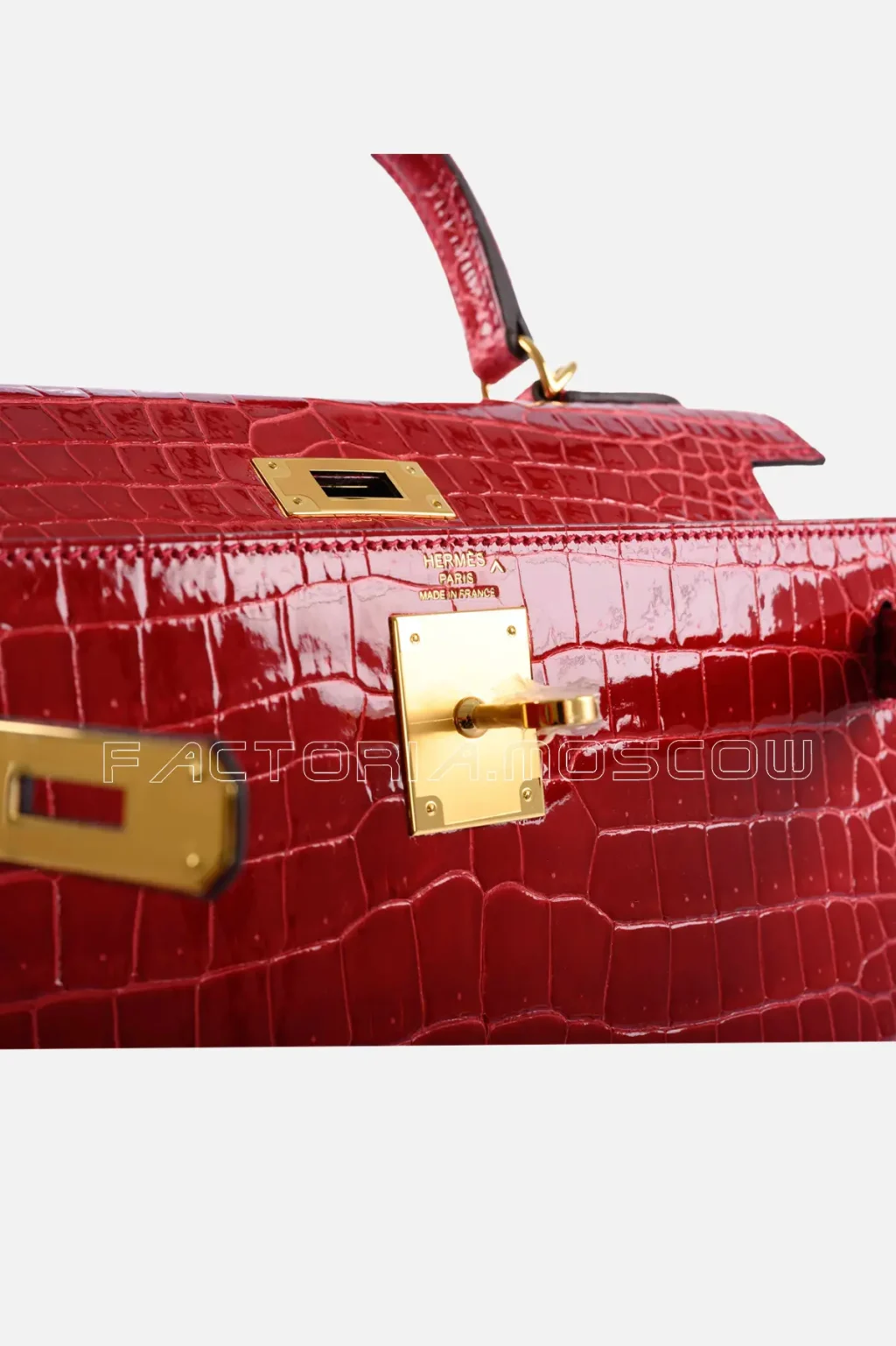 Hermes Kelly Sellier 28 Shiny Braise Porosus Crocodile GHW