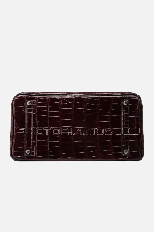 Hermes HSS Birkin 35 Noir/Bordeaux Shiny Porosus PHW