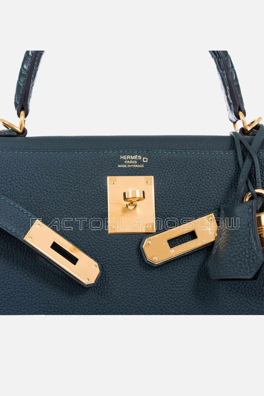Hermes Kelly Touch 28 Vert Cypress Togo & Alligator GHW