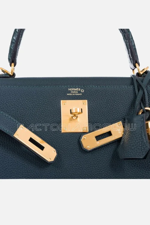 Hermes Kelly Touch 28 Vert Cypress Togo & Alligator GHW