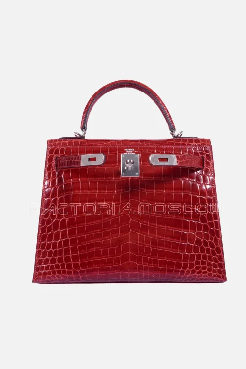 Hermes Kelly Sellier 28 Rouge H Crocodile Niloticus PHW
