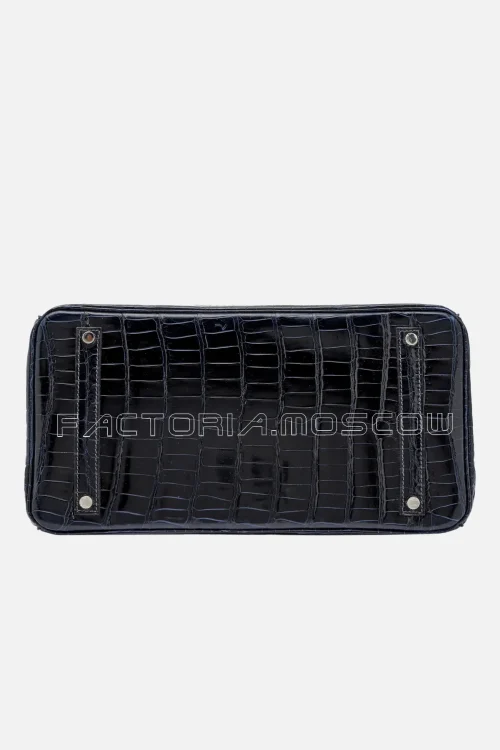 Hermès Birkin 35 Shiny Porosus Crocodile Colour Bleu Marine PHW