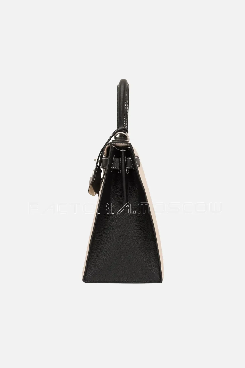 Hermes HSS Kelly Sellier 28 Bi-Color Craie And Black Epsom Brushed PHW