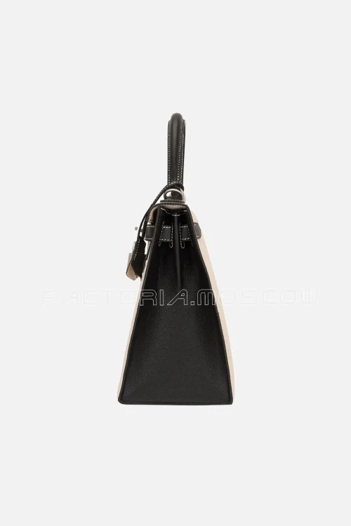 Hermes HSS Kelly Sellier 28 Bi-Color Craie And Black Epsom Brushed PHW