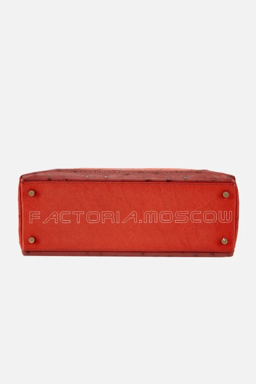 Hermès Limited Edition Kelly Retourne 32 Ghillies Rouge H, Sunset And Brique Ostrich Permabrass Hardware