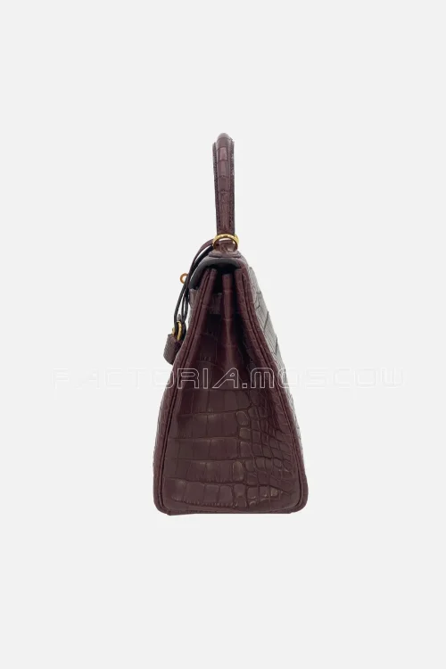 Hermès Kelly Retourne 28 Matte Alligator Colour Bordeaux GHW