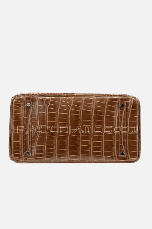 Hermès Birkin 35 Shiny Porosus Crocodile Colour Gris Élèphant PHW
