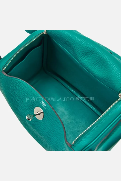 Hermès Lindy 26 Blue Paon Clemence PHW