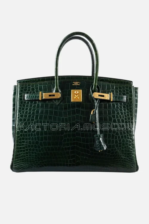 Hermes Birkin 35 Porosus Crocodile Colour Vert Fonce GHW
