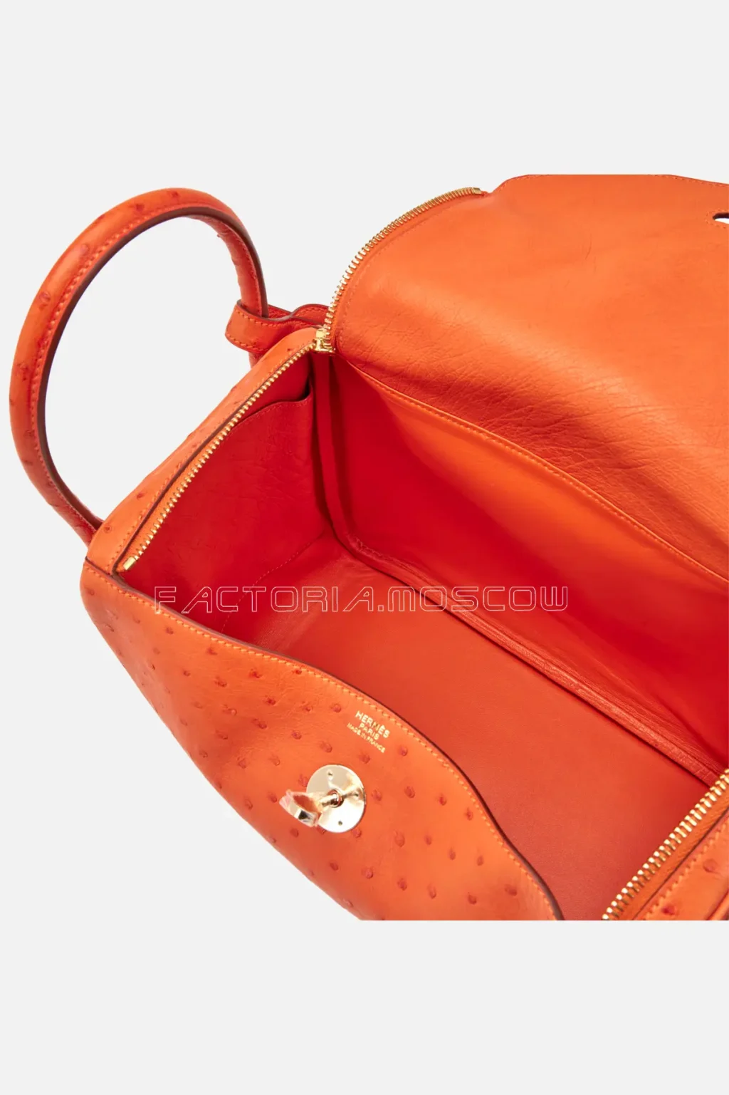 Hermès Lindy 30 Tangerine Ostrich GHW