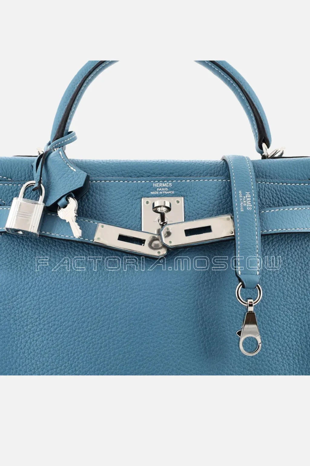 Hermes Kelly Retourne 28 Blue Jeans Clemence Leather PHW