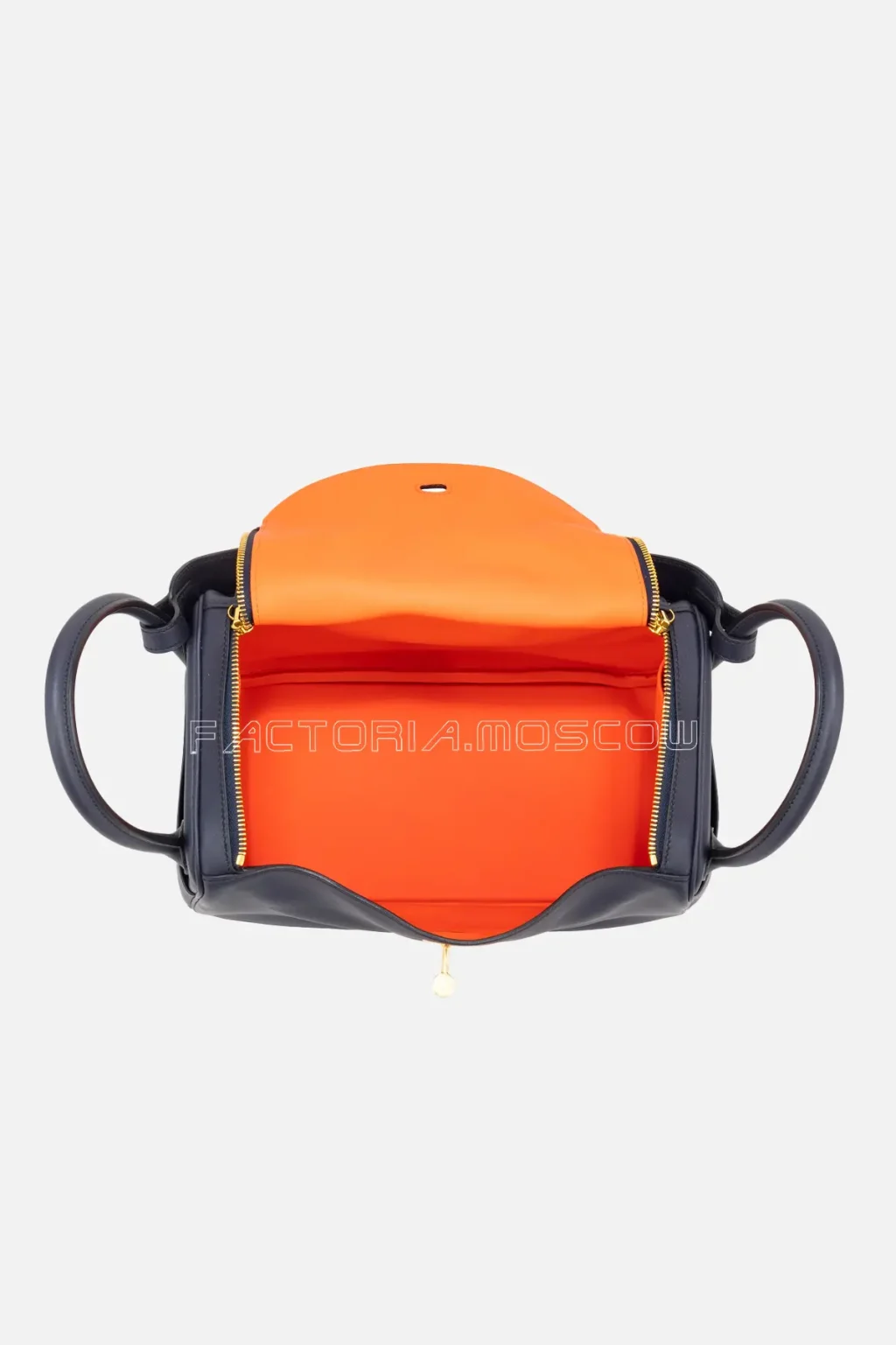Hermès Lindy 30 Swift Bleu Indigo/Orange Poppy GHW
