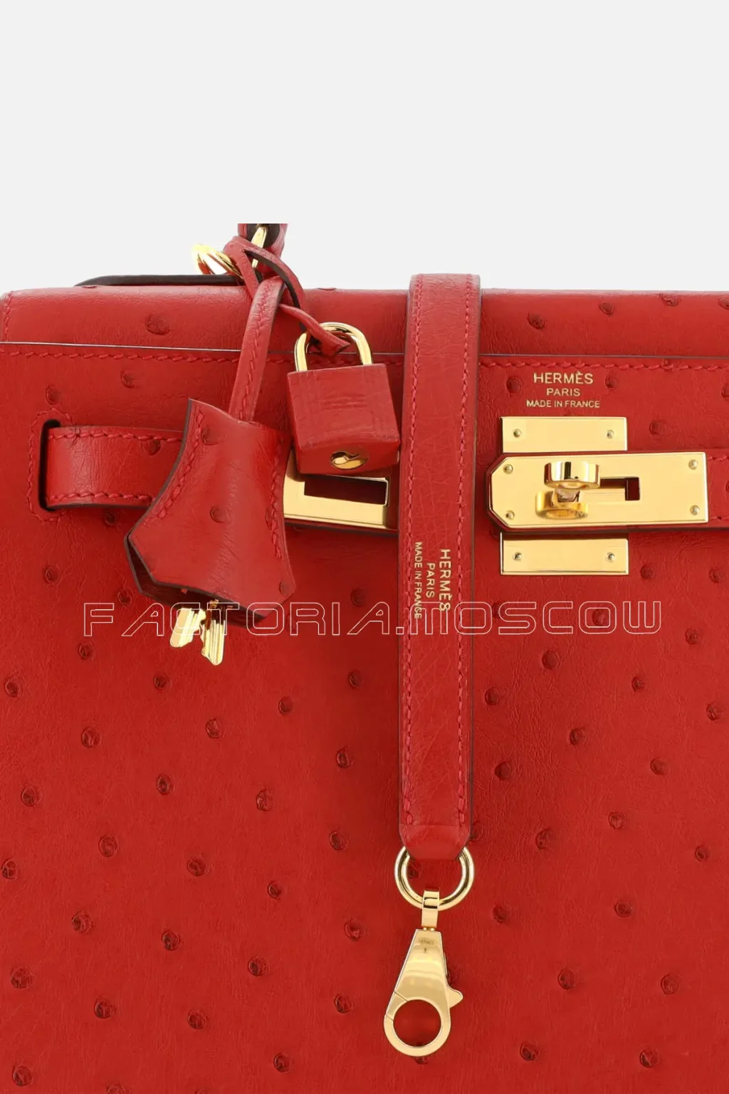 Hermes Kelly Sellier 28 Rouge Vif Ostrich Leather GHW