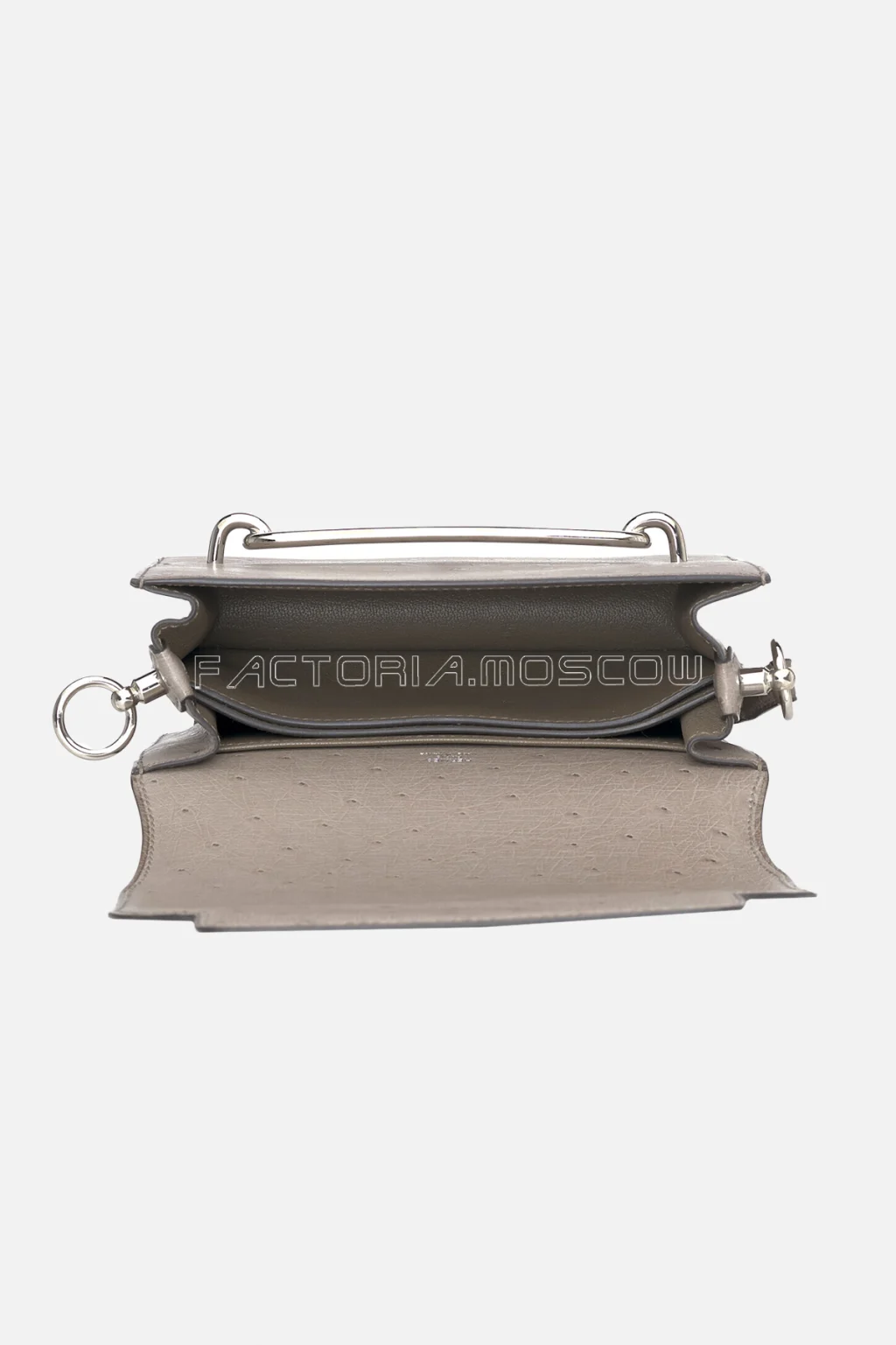 Hermès Mini Roulis 18 Gris Asphalte Ostrich PHW
