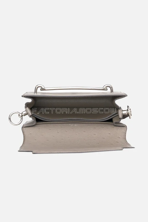 Hermès Mini Roulis 18 Gris Asphalte Ostrich PHW