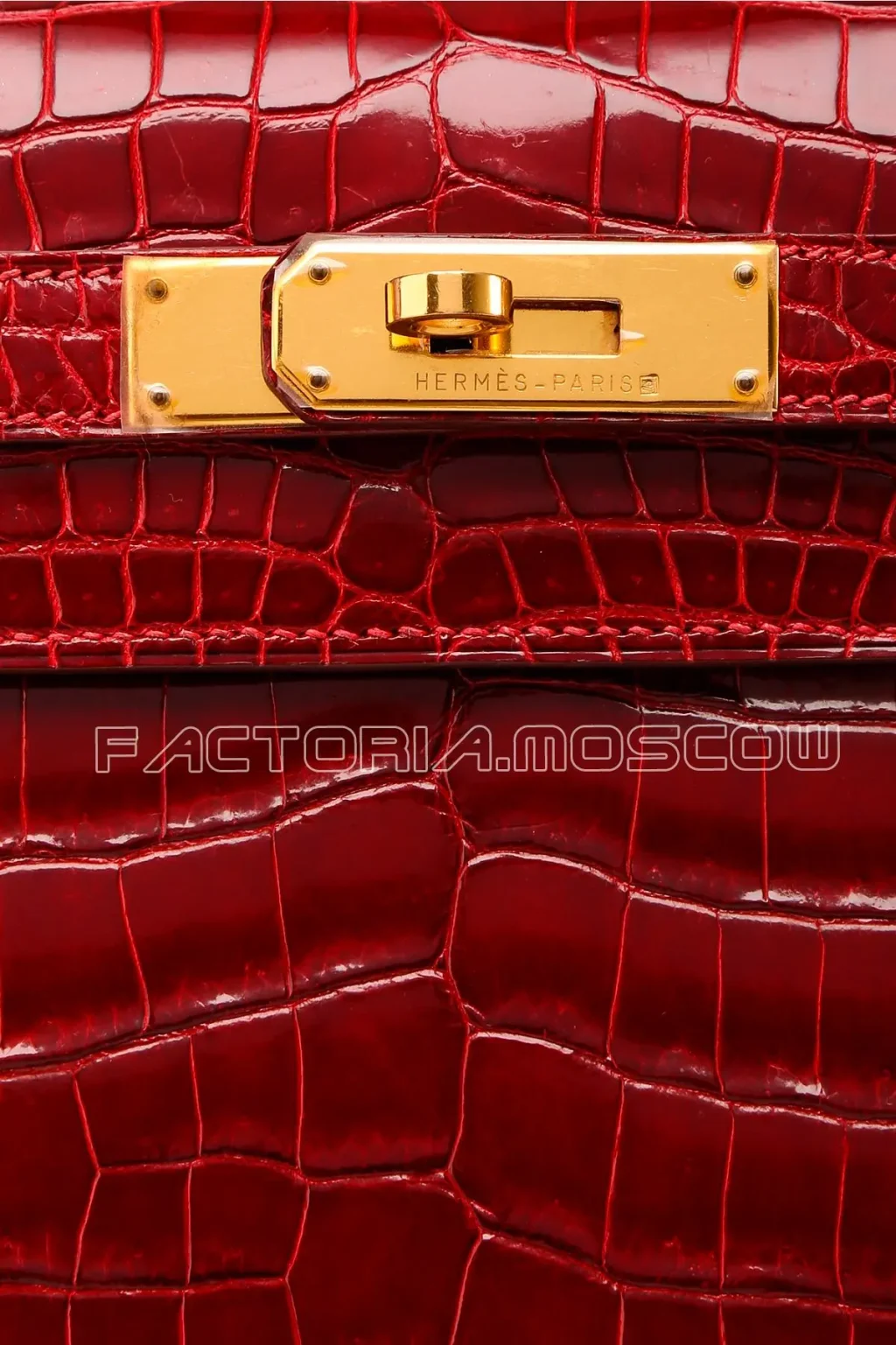 Hermes Kelly Sellier 28 Crocodile Niloticus Lisse Colour Rouge Vif GHW