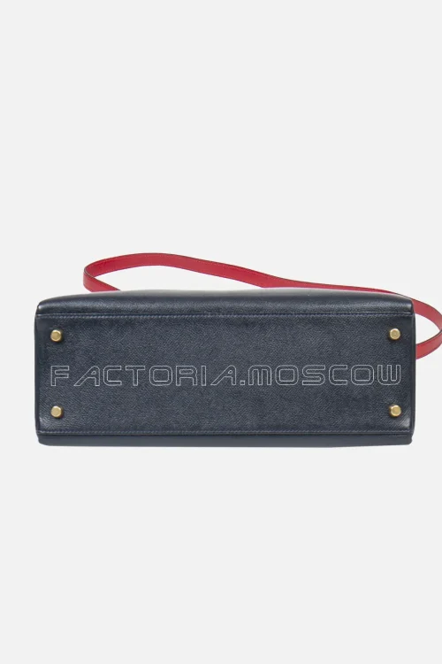 Hermes Kelly Retourne 32 Epsom Bi-Color Colour Navy Blue And Red GHW