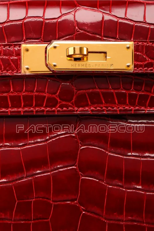 Hermes Kelly Sellier 28 Crocodile Niloticus Lisse Colour Rouge Vif GHW