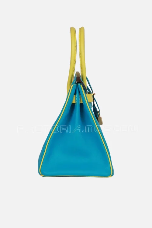 Hermès Special Order (HSS) Birkin 30 Bleu Turquoise and Lime Chevre GHW
