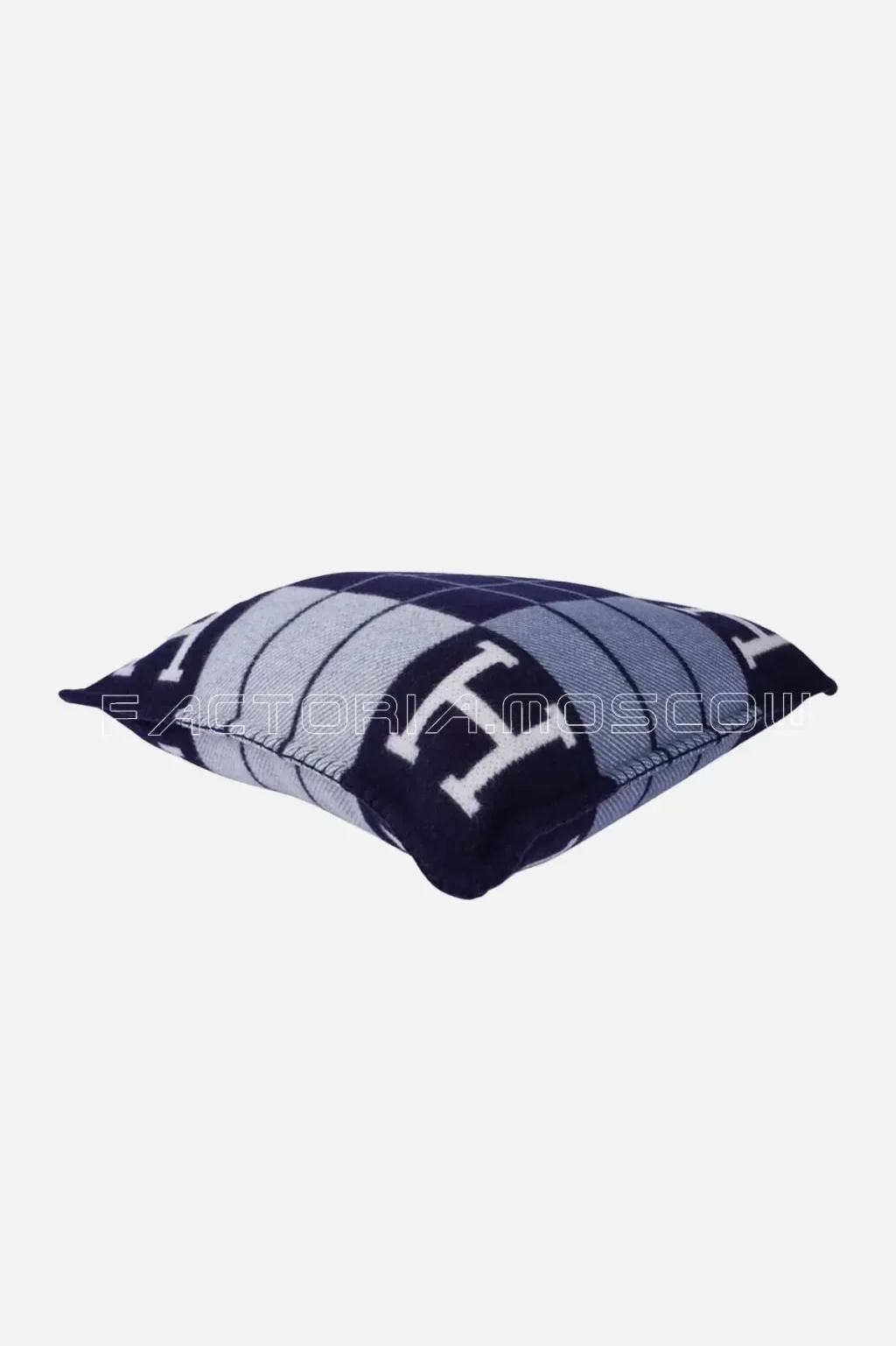 Hermes Cushion Avalon III Blue Caban / Ecru Small Model Throw Pillow Set of Two