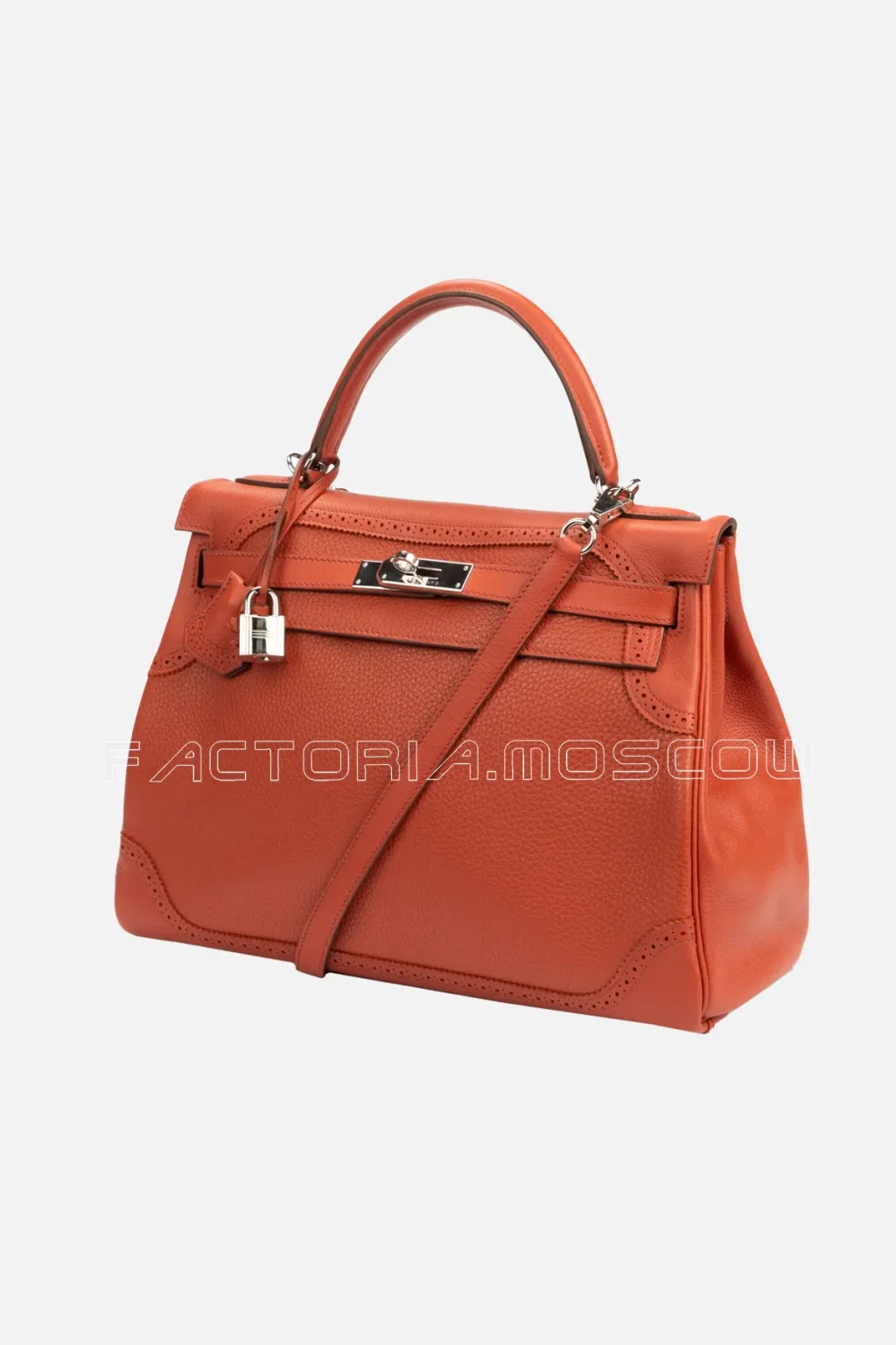 Hermès Kelly Retourne Ghillies 32 Clemence/Swift Colour Brique PHW