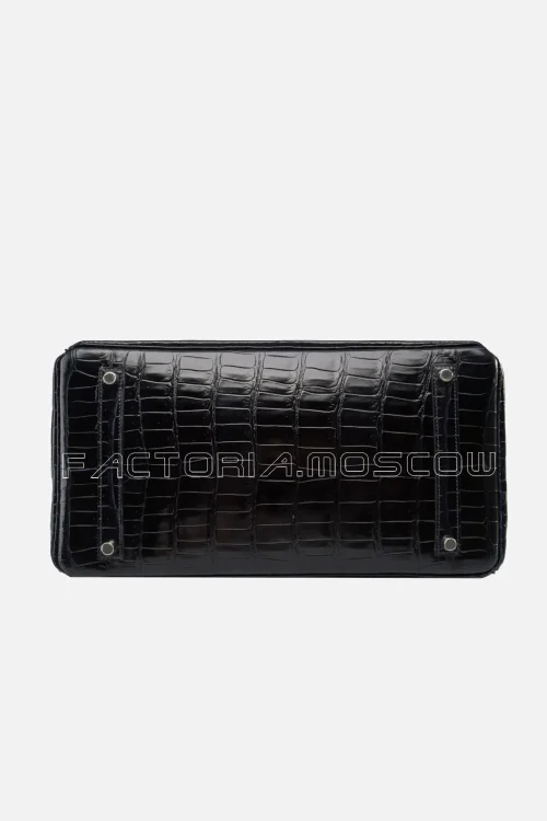 Hermes Birkin 35 Shiny Bleu Marine Porosus PHW
