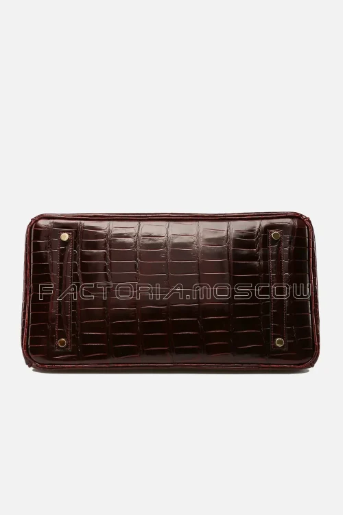 Hermes Birkin 35 Bordeaux Shiny Porosus GHW