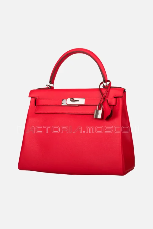 Hermès Kelly Retourne 28 Rouge De Coeur And Rouge Vif Evercolor Leather Verso PHW