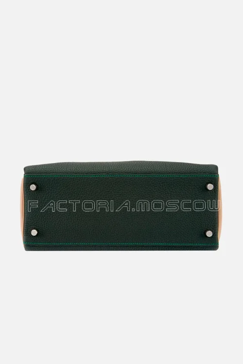 Hermès HSS Kelly Retourne 28 Togo Vert Titien And Gris Tourterelle Brushed PHW