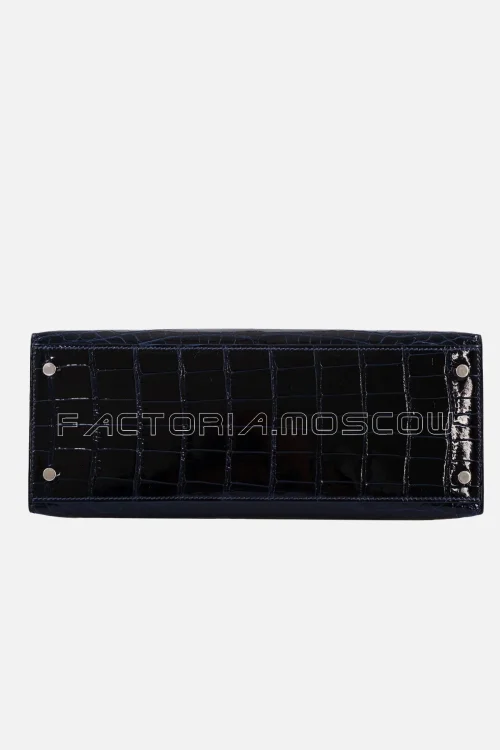 Hermes Kelly Sellier 28 Shiny Blue Marine Nilo Crocodile And Rose Scheherazade PHW