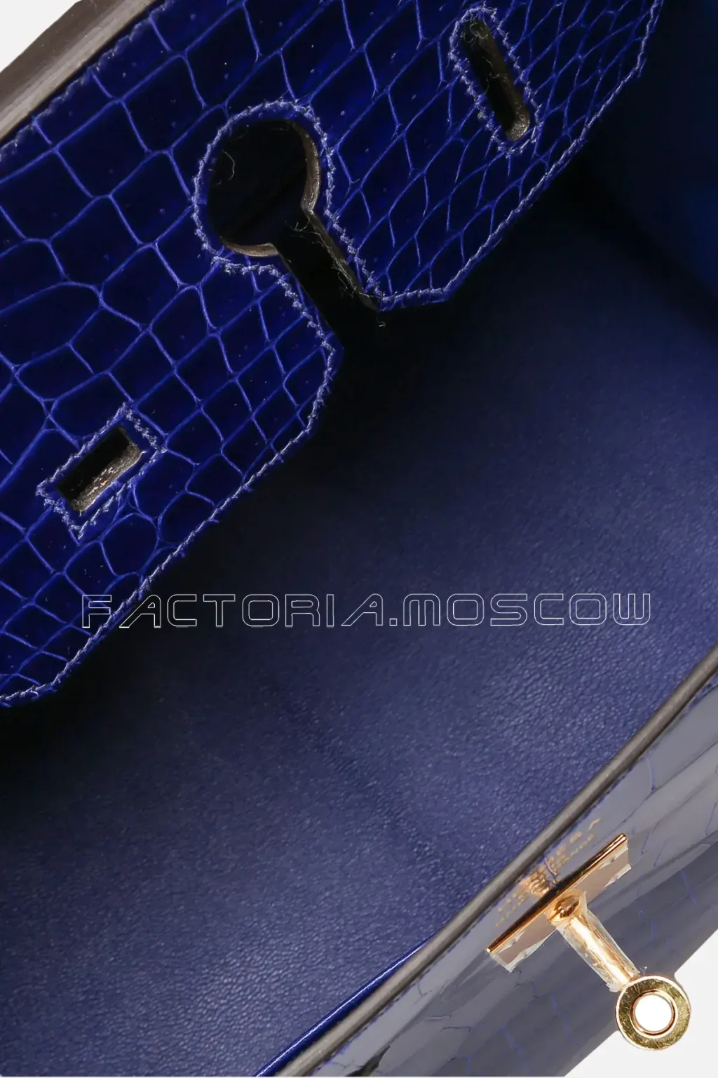 Hermes Birkin 35 Shiny Bleu Électrique Porosus GHW