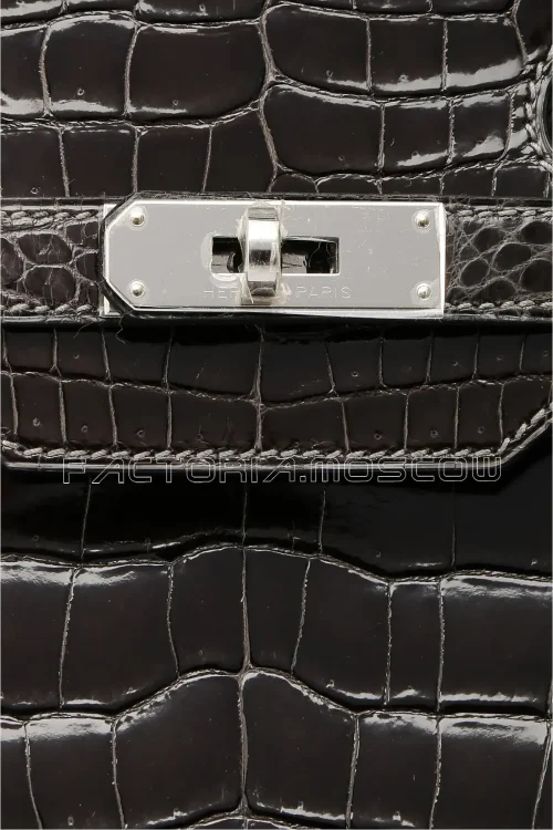 Hermes Birkin 35 Shiny Graphite Porosus PHW