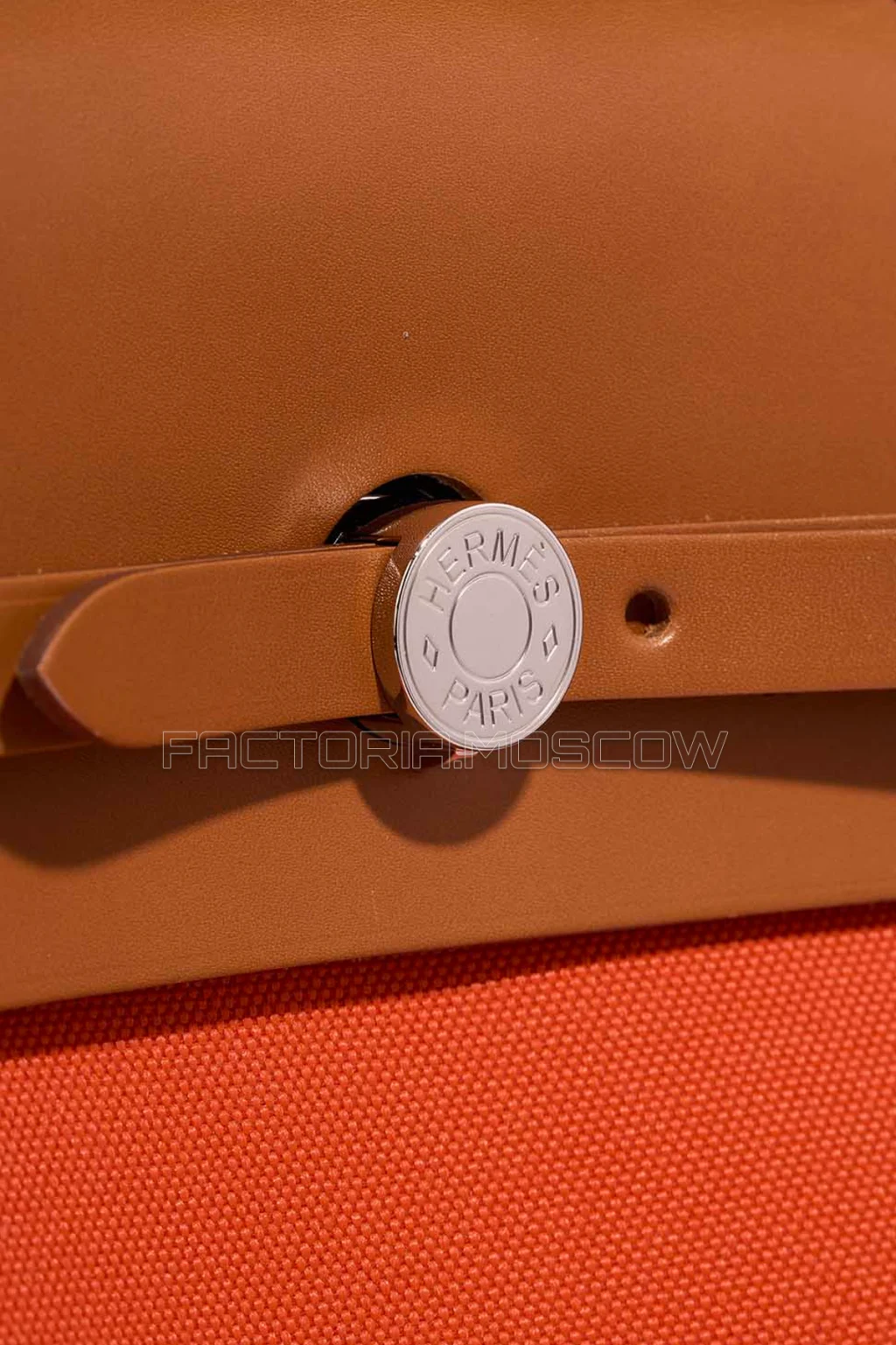 Hermès Herbag 39 Toile/Vache Hunter Orange Mécano/Fauve PHW