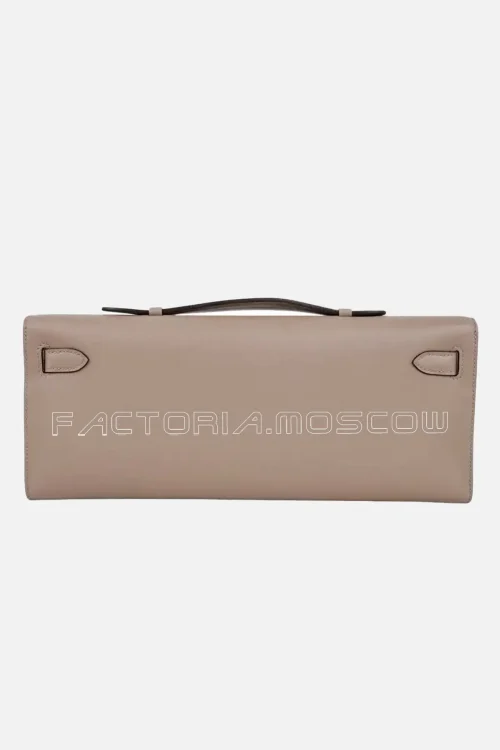 Hermes Kelly Cut Bag Gris Asphalte Clutch Swift PHW